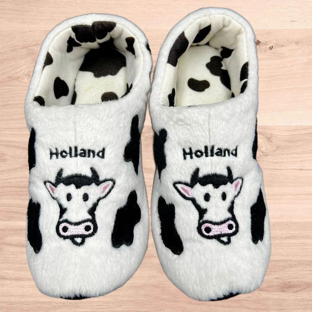 Holland KIDS Smiling Cow Clogs Slippers Dutch Wooden Slip On Shoes Embroidered